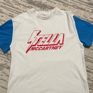 Stella McCartney White and Blue Tee with Red Logo